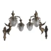 Vintage Art Nouveau Deco Mermaid Wall Sconces in Brass & Glass – a Pair