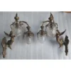 Vintage Art Nouveau Deco Mermaid Wall Sconces in Brass & Glass – a Pair