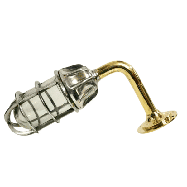 Nautical Vintage Style Bulkhead Passage Way Aluminium & Brass Arm Light 2 pieces