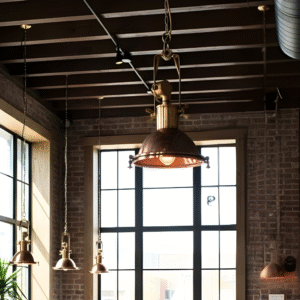 Marine Vintage Brass & Copper Ship Light Fixture – Industrial Hanging Lamp