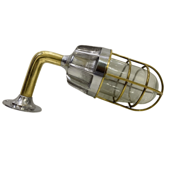 Antique Industrial Style Swan Neck Aluminum & Brass Wall Sconce Light Fixture 2 pieces