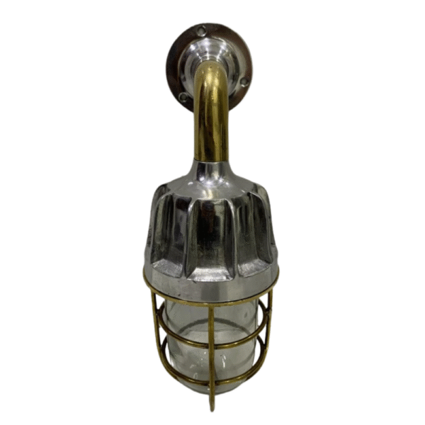 Antique Industrial Style Swan Neck Aluminum & Brass Wall Sconce Light Fixture 2 pieces