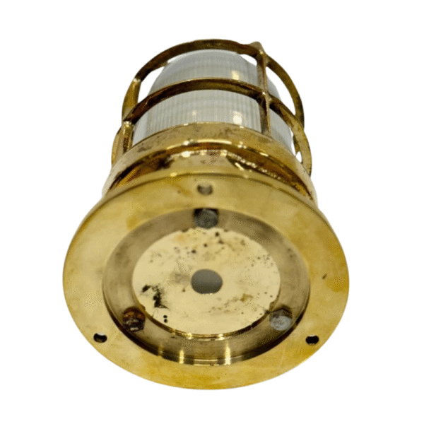 Vintage-Style Brass Bulkhead Ceiling Light – Nautical Ship Lamp with Frosted Glass