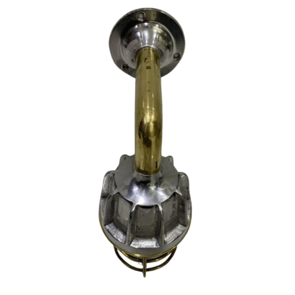 Antique Industrial Style Swan Neck Aluminum & Brass Wall Sconce Light Fixture 2 pieces