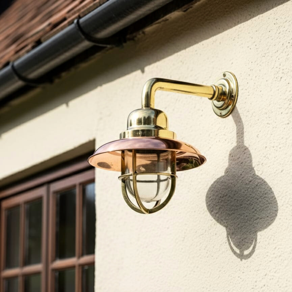 Brass and copper nautical wall light