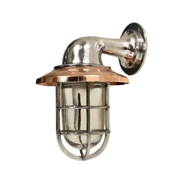 Nautical Marine Bulkhead Light Swan Style Aluminum Wall Light Copper Shade 2 pieces