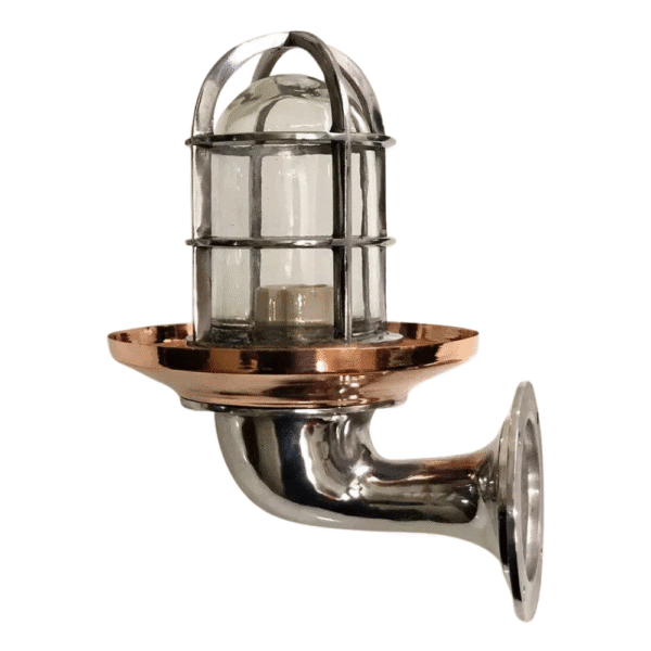 Nautical Marine Bulkhead Light Swan Style Aluminum Wall Light Copper Shade 2 pieces