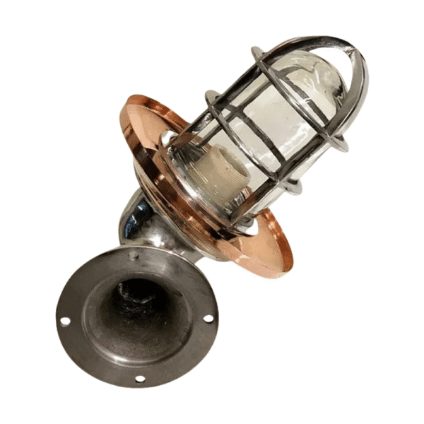 Nautical Marine Bulkhead Light Swan Style Aluminum Wall Light Copper Shade 2 pieces