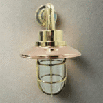 NAUTICAL VINTAGE STYLE BULKHEAD WALL MOUNT BRASS LIGHT COPPER SHADE