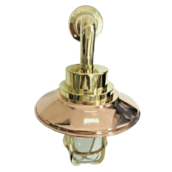 NAUTICAL VINTAGE STYLE BULKHEAD WALL MOUNT BRASS LIGHT COPPER SHADE