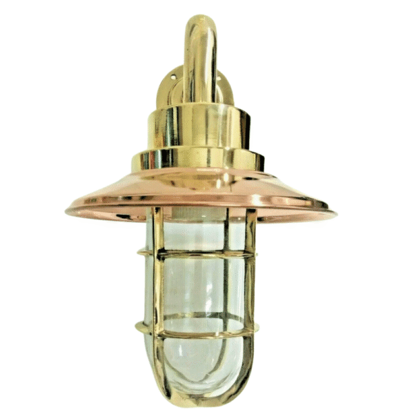 NAUTICAL VINTAGE STYLE BULKHEAD WALL MOUNT BRASS LIGHT COPPER SHADE