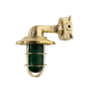 Vintage Nautical Brass Wall Light with Green Glass | Marine Bulkhead Fixture