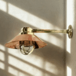 Vintage Antique Brass Bulkhead Nautical Wall Sconces Light Fixture-Copper Shade