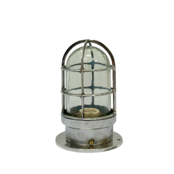 Mid Century Ship Bulkhead Ceiling Lamp Aluminum Nautical Metal Fixture 2 pieces