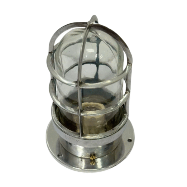 Mid Century Ship Bulkhead Ceiling Lamp Aluminum Nautical Metal Fixture 2 pieces