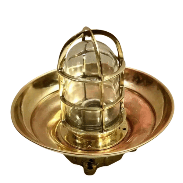 Nautical Ship Marine Brass Bulkhead Ceiling Light Fixture – Shade & Junction Box