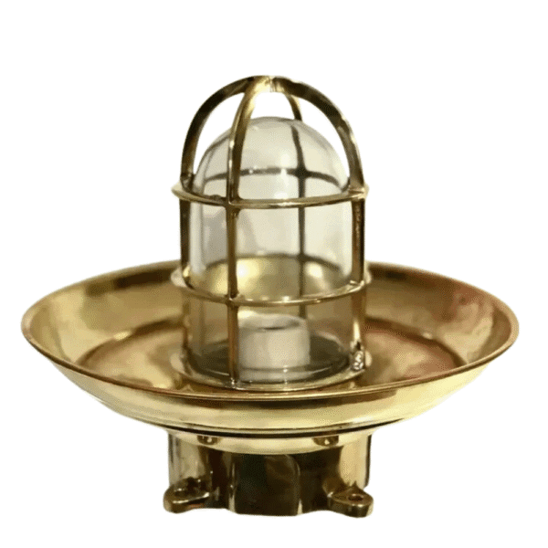 Nautical Ship Marine Brass Bulkhead Ceiling Light Fixture – Shade & Junction Box