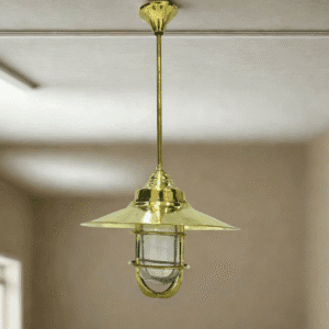Brass Pendant Ceiling Light with Glass Shade – Vintage Hanging Lamp