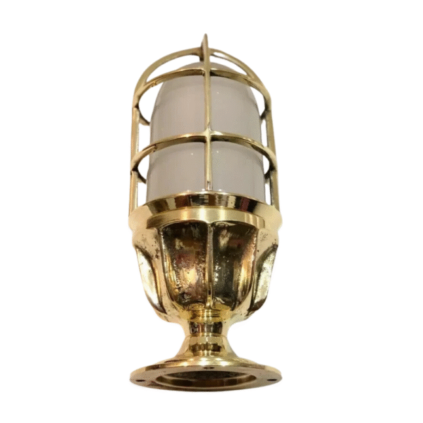 Nautical Antique Solid Brass Bulkhead Light with Frosted Glass Marine Wall Mount
