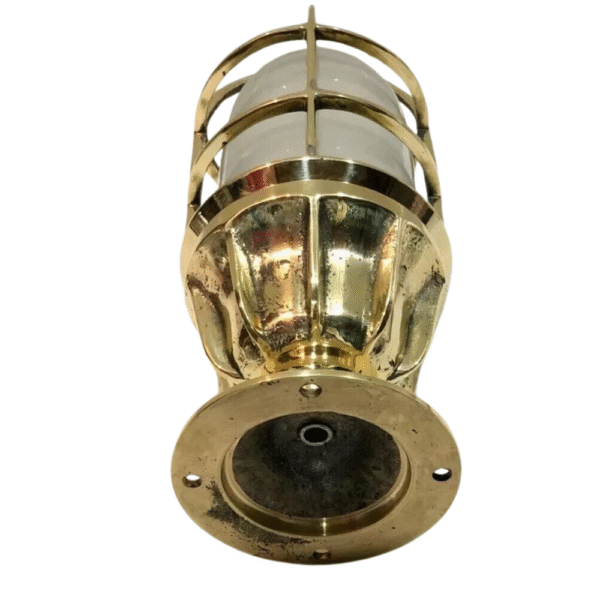 Nautical Antique Solid Brass Bulkhead Light with Frosted Glass Marine Wall Mount