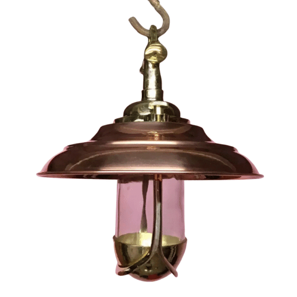 Nautical Vintage Style Hanging Bulkhead Brass & Copper Shade Light