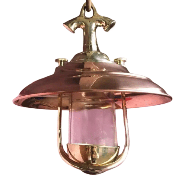 Nautical Vintage Style Hanging Bulkhead Brass & Copper Shade Light