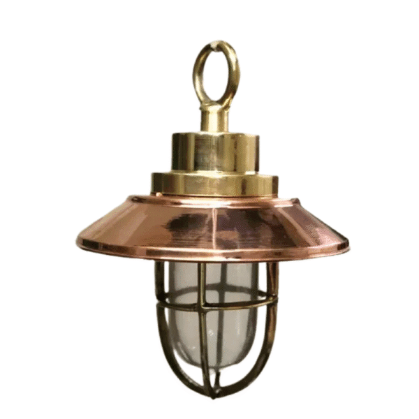 Nautical Marine Solid Brass Bulkhead Pendant Hanging Ship Cargo Light With Shade