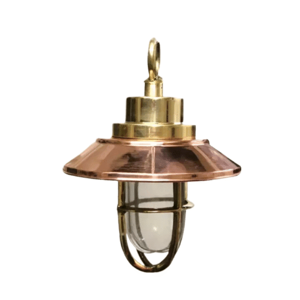 Nautical Marine Solid Brass Bulkhead Pendant Hanging Ship Cargo Light With Shade