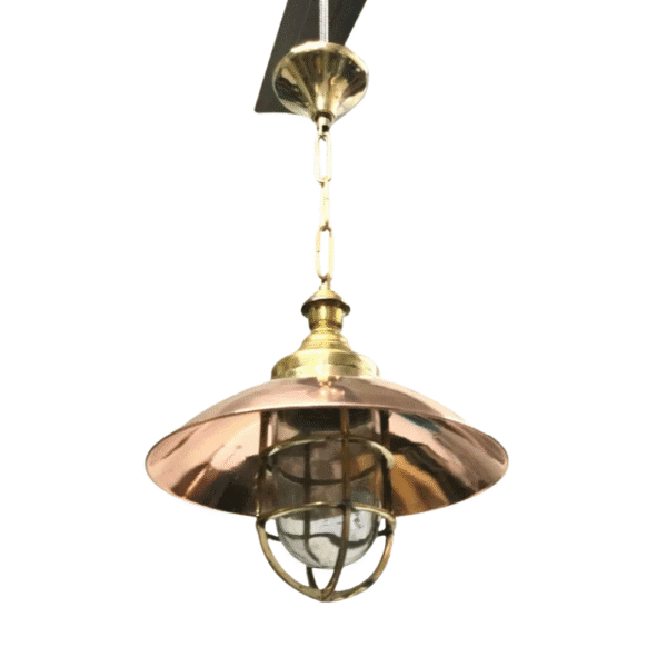Nautical Passageway Bulkhead Brass Hanging New Cargo Light With Copper Shade