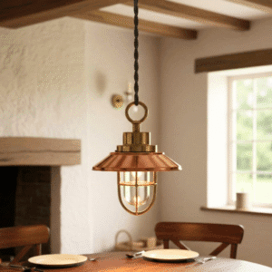 Nautical Marine Solid Brass Bulkhead Pendant Hanging Ship Cargo Light With Shade