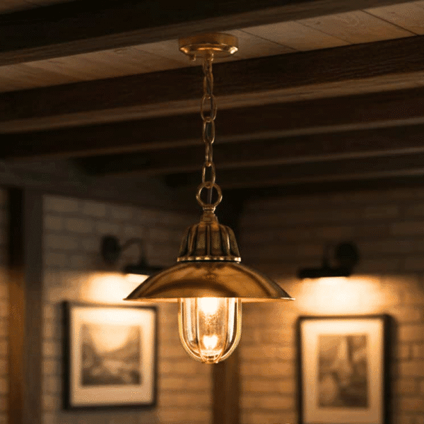 Nautical Marine Antique Bulkhead Ceiling Brass Hanging New Light with Shade