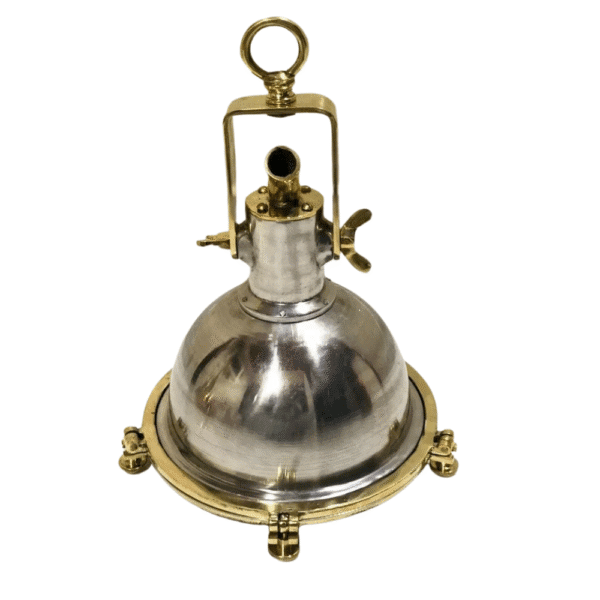 ANTIQUE EXTERIOR PENDANT HANGING LIGHT FIXTURE NAUTICAL ALUMINUM & BRASS