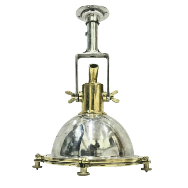 Nautical Vintage Style Spot Cargo Pendant Light – Aluminum & Brass Ceiling Light