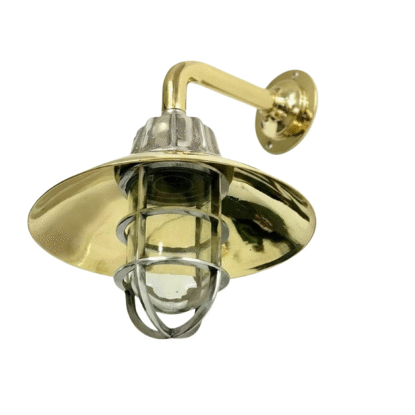 Nautical Marine Aluminum & brass Passageway Ship Bulkhead Light With Shade 2 pieces