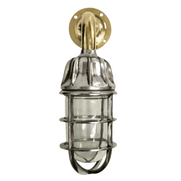 Nautical Vintage Style Bulkhead Passage Way Aluminium & Brass Arm Light 2 pieces