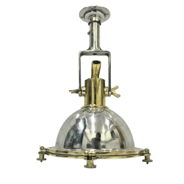 Nautical Vintage Style Spot Cargo Pendant Light – Aluminum & Brass Ceiling Light