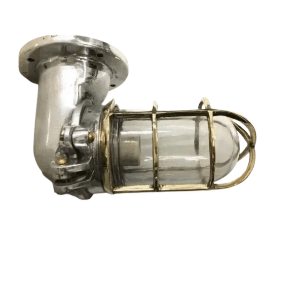 Nautical Naval Patt Aluminium Passageway Wall Light With Brass Cage 2 pieces