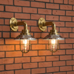 Nautical Marine Solid Brass Swan Passageway Bulkhead Light & Shade 2 pieces
