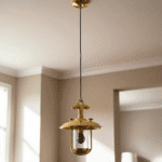 Nautical Antique Pendant Light Marine Cargo Hanging Fixture with Brass Shade
