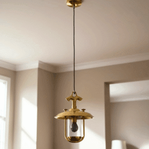 Nautical Antique Pendant Light Marine Cargo Hanging Fixture with Brass Shade