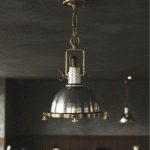 ANTIQUE EXTERIOR PENDANT HANGING LIGHT FIXTURE NAUTICAL ALUMINUM & BRASS