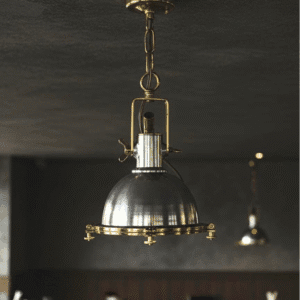 ANTIQUE EXTERIOR PENDANT HANGING LIGHT FIXTURE NAUTICAL ALUMINUM & BRASS