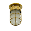 Vintage-Style Brass Bulkhead Ceiling Light – Nautical Ship Lamp with Frosted Glass