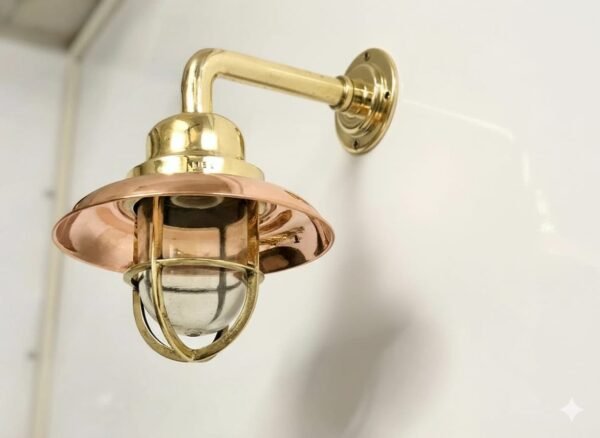 Brass & Copper Bulkhead Wall Light Vintage Nautical Industrial Sconce Lamp