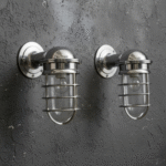 Vintage Aluminium Wall Sconce Light Fixture with Glass Shade Antique Style Lamp 2pcs