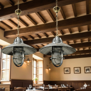 Vintage Nautical Marine Cargo Pendant Light with Shade – Aluminum Hanging Light 2 pieces