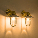 Nautical Style Brass Wall Sconce Bulkhead Light with Aluminum Shade 2 pieces