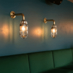 Nautical Vintage Style Bulkhead Passage Way Aluminium & Brass Arm Light 2 pieces