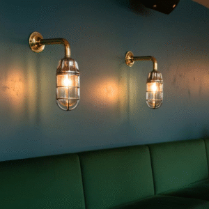 Nautical Vintage Style Bulkhead Passage Way Aluminium & Brass Arm Light 2 pieces