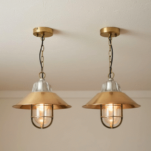 Maritime Bulkhead Solid Aluminium Ceiling Pendant Ship Light With Copper Shade 2 pieces